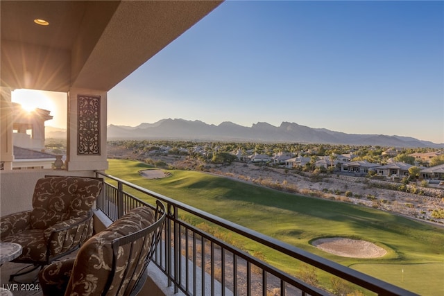 balcony featuring a mountain view