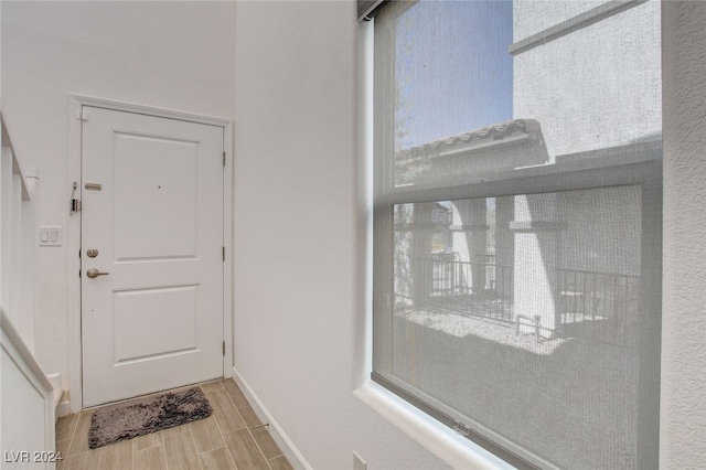 doorway featuring light wood-type flooring