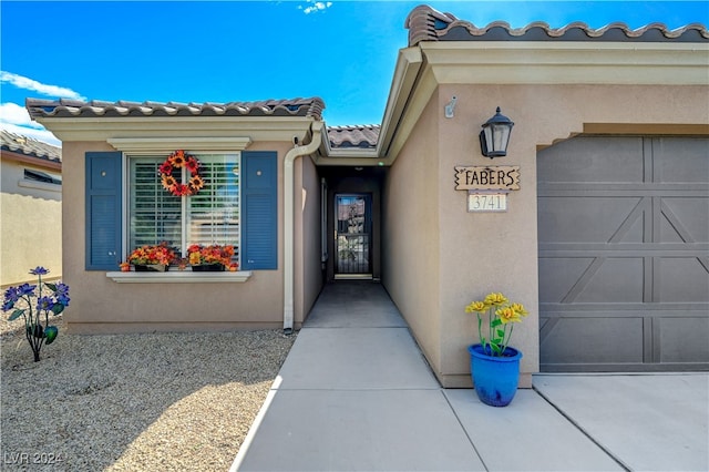 entrance to property with a garage