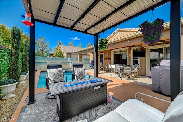 view of patio featuring area for grilling and a swimming pool