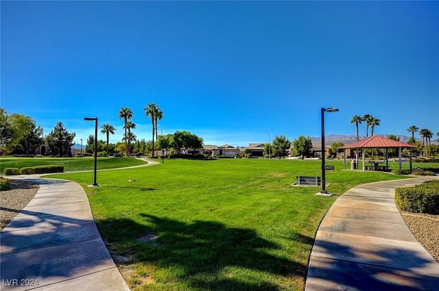 view of community with a gazebo and a yard