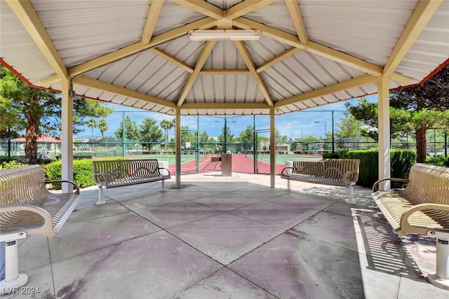 view of patio featuring a gazebo