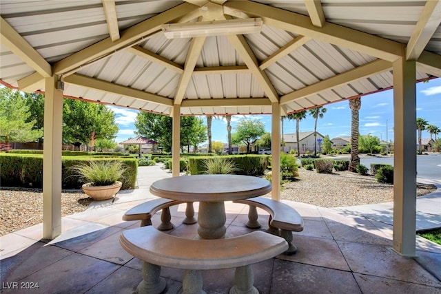 view of patio featuring a gazebo