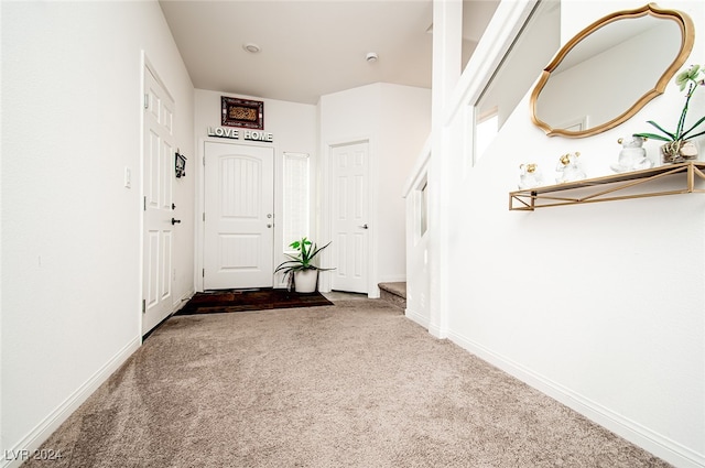 entryway featuring carpet flooring