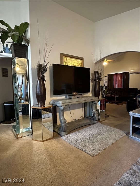 living room featuring carpet