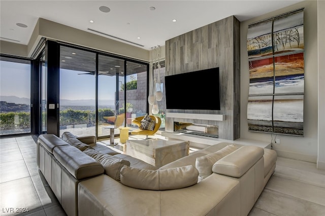 living room with a mountain view