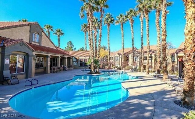 view of pool featuring a patio