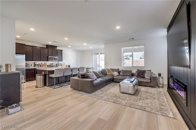 living room featuring light hardwood / wood-style floors