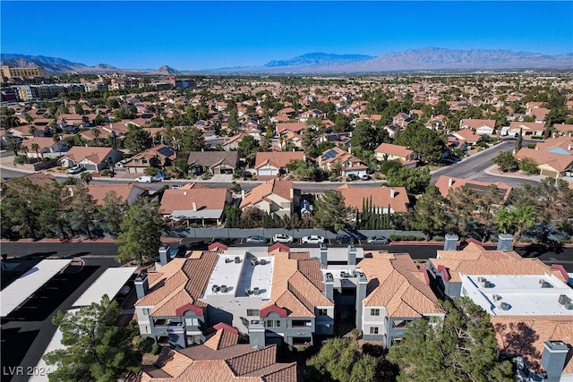 aerial view with a mountain view and a residential view