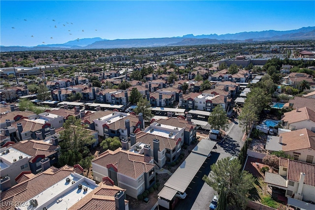 bird's eye view with a residential view and a mountain view