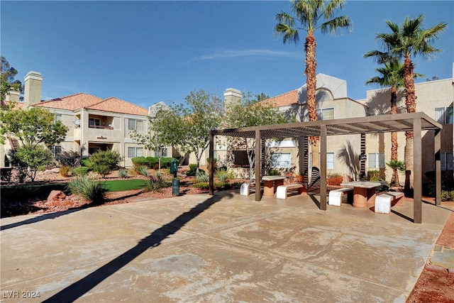 view of patio featuring a pergola