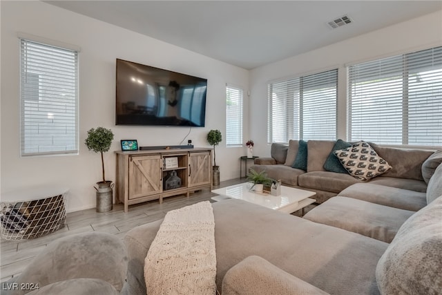 living room featuring light hardwood / wood-style floors