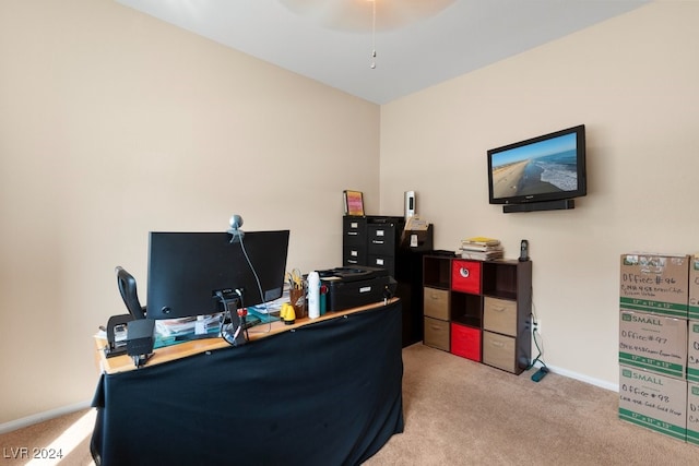 view of carpeted home office