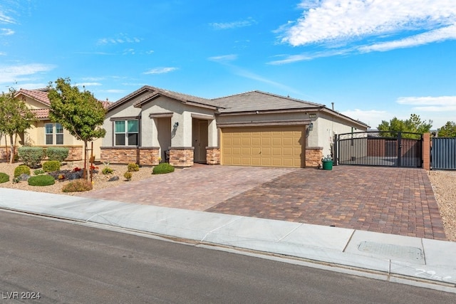 view of front of property with a garage