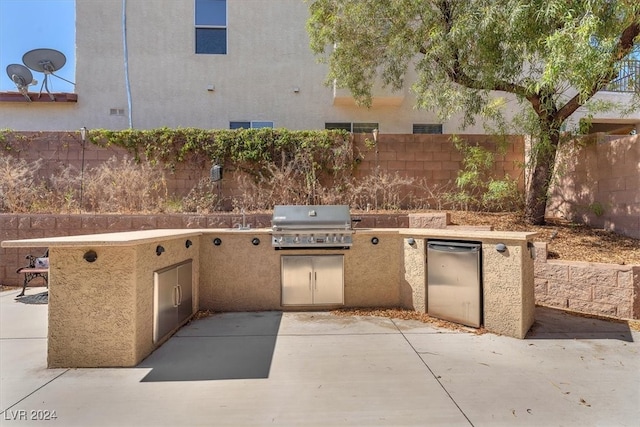 view of patio / terrace with an outdoor kitchen and a grill