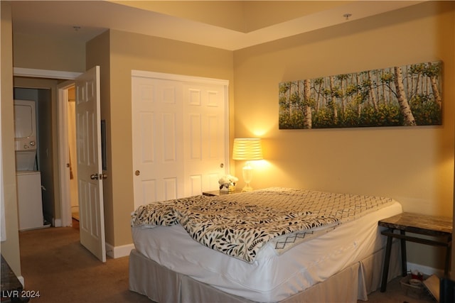 bedroom with a closet and carpet flooring