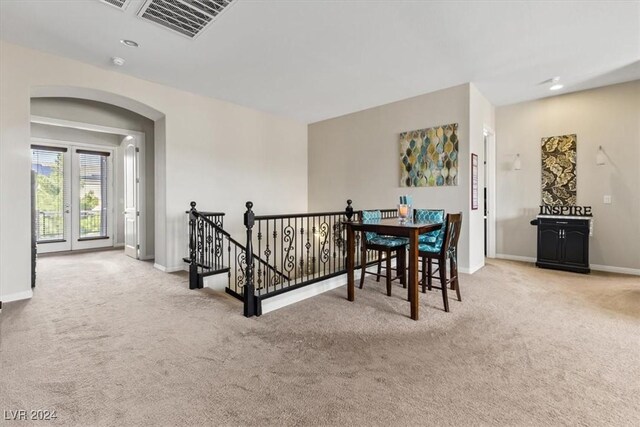 view of carpeted dining room