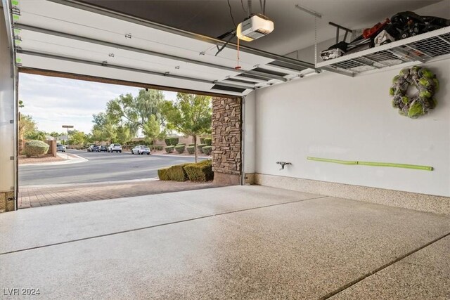 garage with a garage door opener