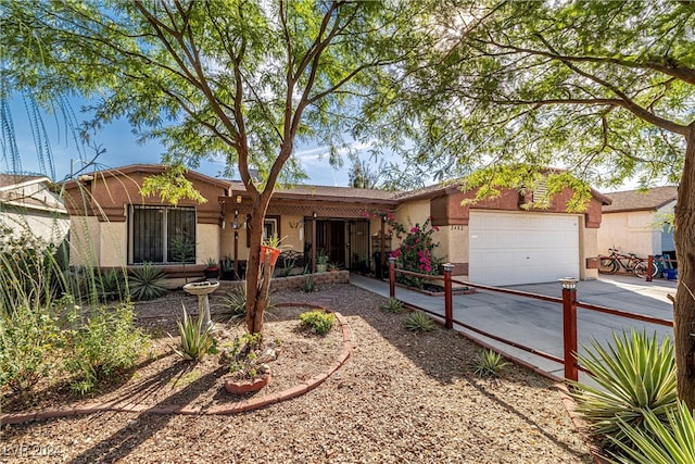 single story home with a garage