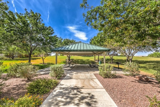 surrounding community featuring a gazebo and a yard