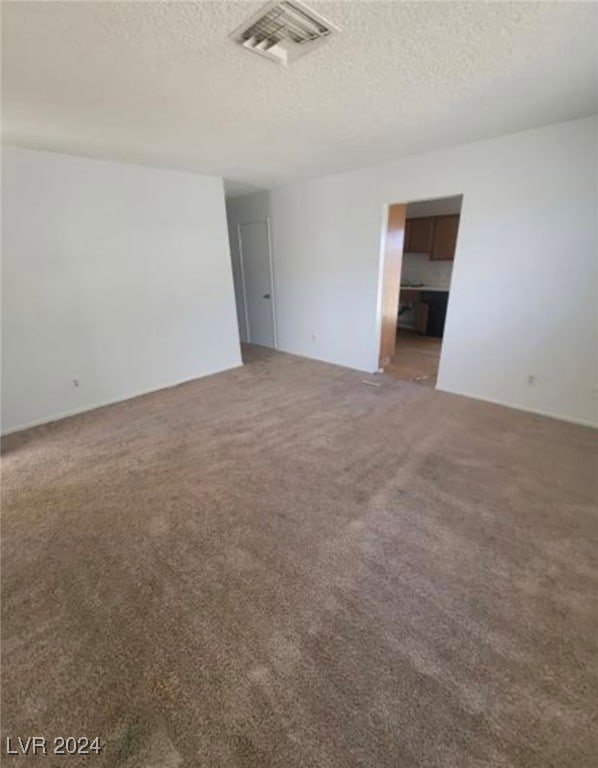 carpeted spare room featuring a textured ceiling