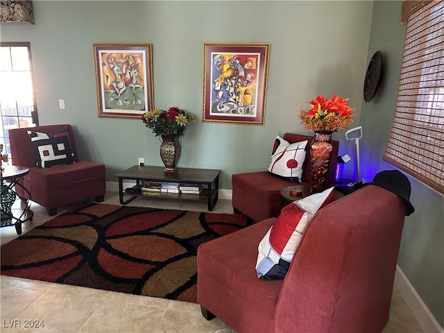 view of tiled living room