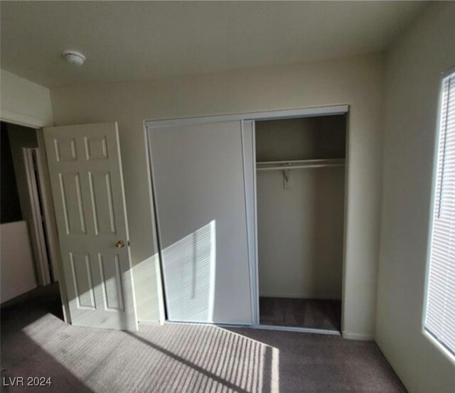 unfurnished bedroom with a closet and carpet