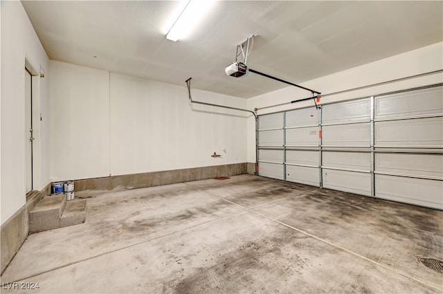 garage with a garage door opener