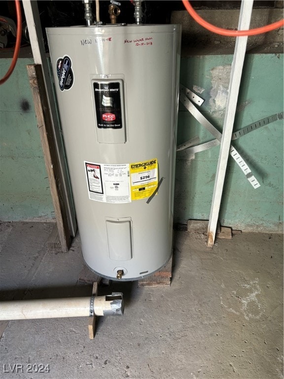 utility room with electric water heater