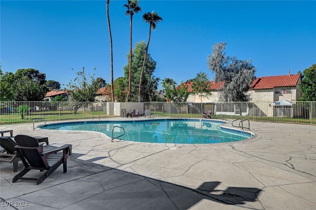 view of pool featuring a patio area