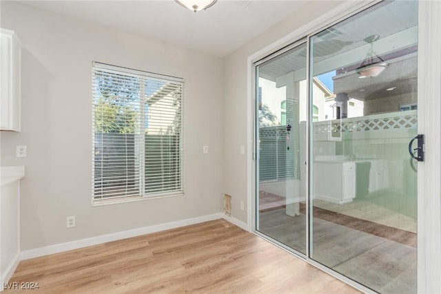 interior space with light hardwood / wood-style flooring and a wealth of natural light