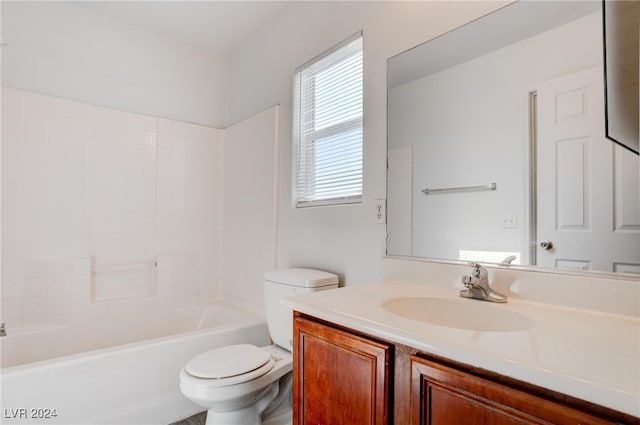 full bathroom with vanity, toilet, and shower / washtub combination