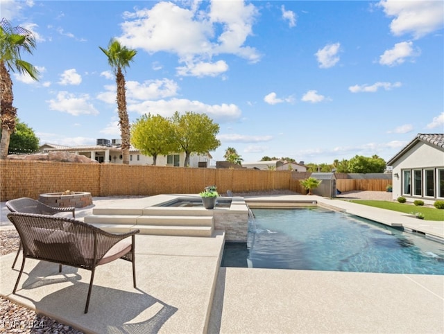 view of pool featuring a patio area and pool water feature