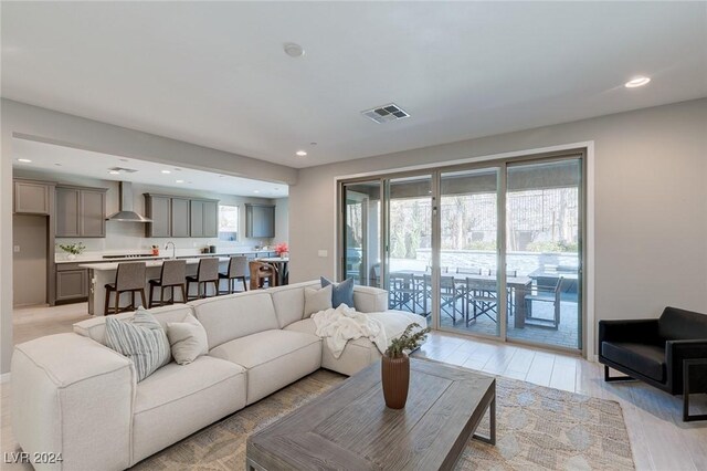 living room featuring light hardwood / wood-style floors