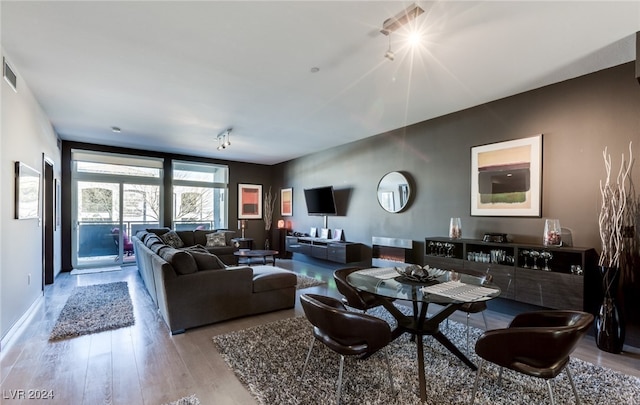 living room featuring light hardwood / wood-style floors