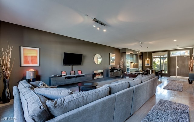 living room featuring light hardwood / wood-style flooring