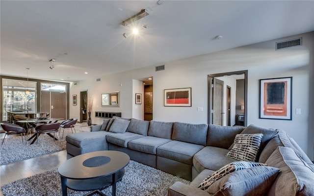 living room featuring wood-type flooring