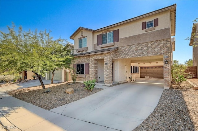 view of front property with a garage