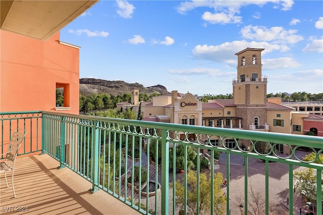 balcony with a mountain view