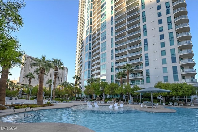 view of pool featuring a patio area