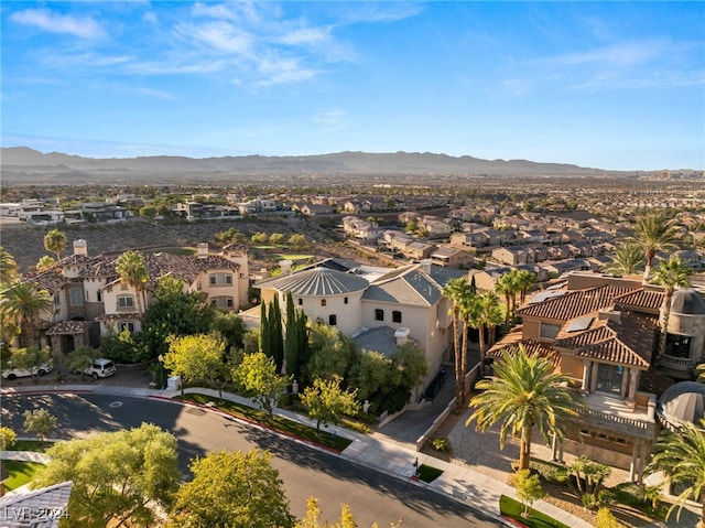 birds eye view of property featuring a mountain view