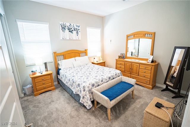 bedroom with carpet and multiple windows