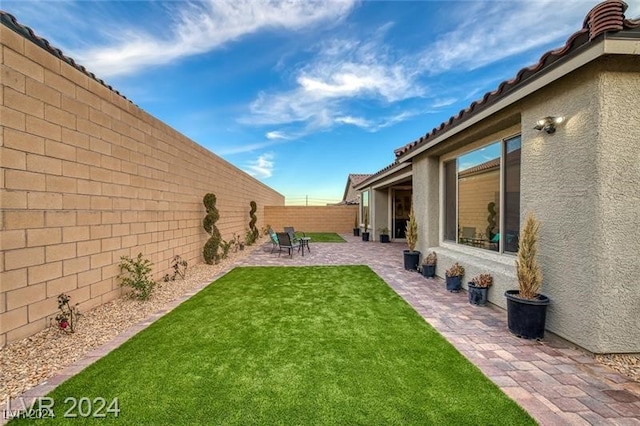 view of yard featuring a patio area