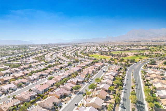 bird's eye view with a mountain view