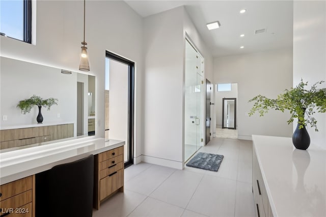 bathroom with tile patterned flooring