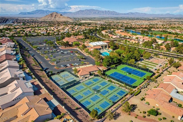 aerial view with a residential view and a water and mountain view