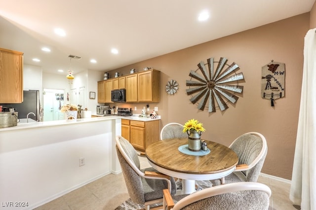 view of tiled dining room