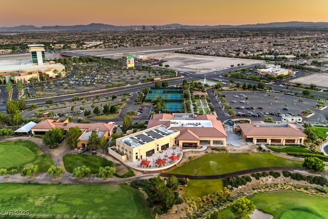 7625 Fieldfare Dr, North Las Vegas, NV 89084 - aerial view at dusk of a mountain view and golf course view