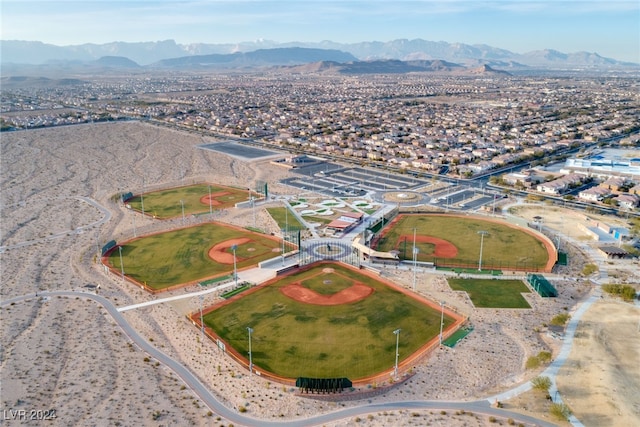 bird's eye view with a mountain view