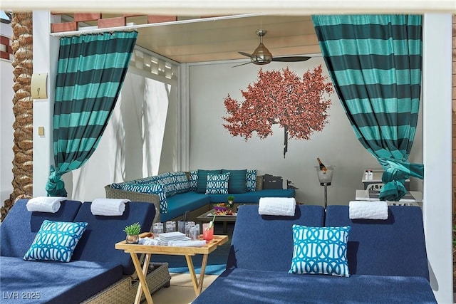 interior space with an outdoor hangout area